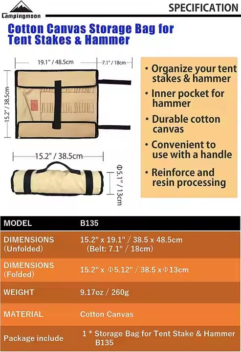 Campingmoon Tent Peg Bag B-135