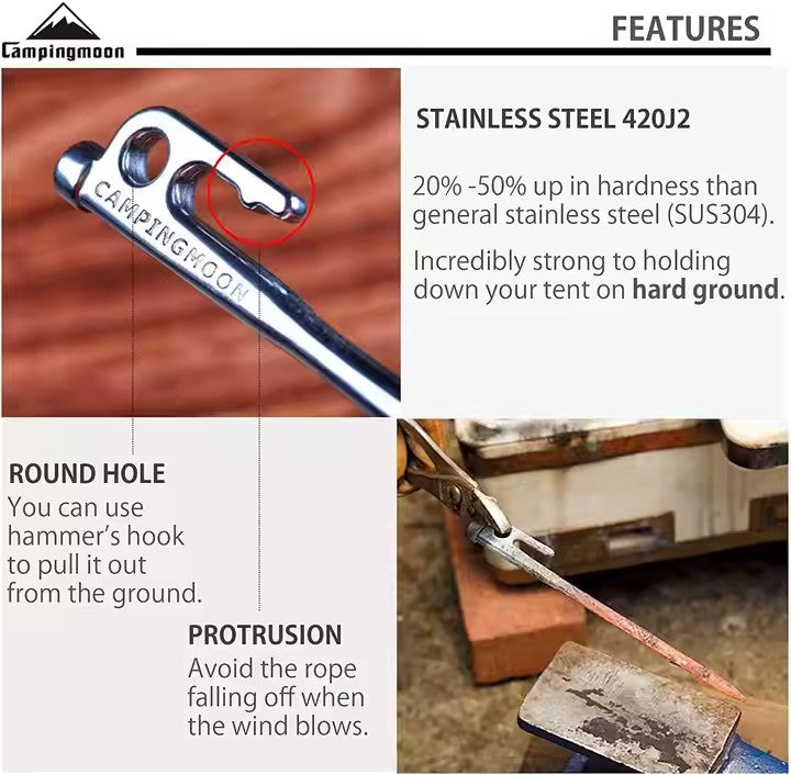 Campingmoon Ss Pegs 20cm – 8Pcs
