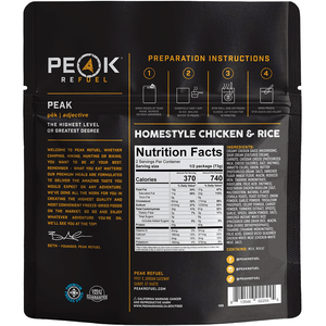 Peak Refuel Homestyle Chicken & Rice Freeze-Dried Meal - 2 Servings