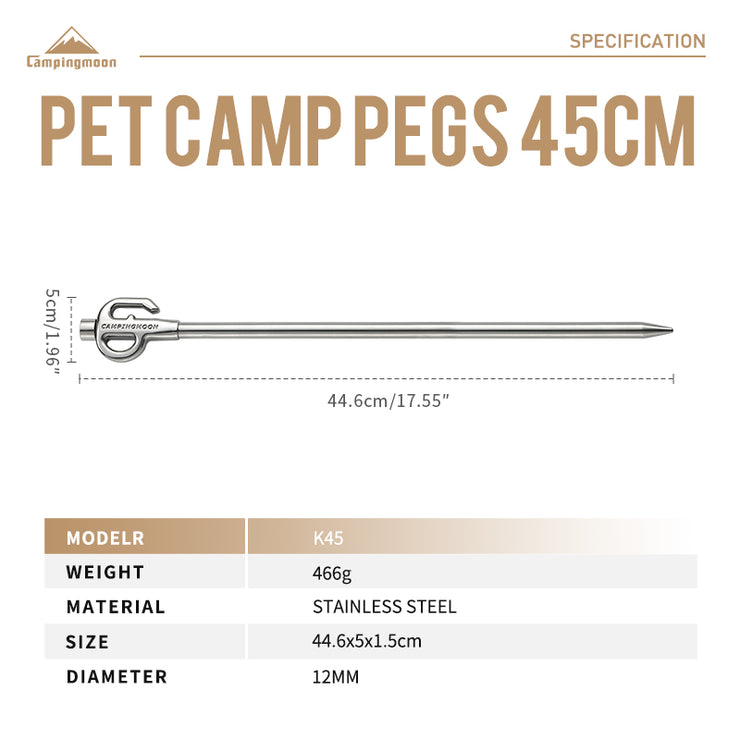 Campingmoon Stainless Steel Dog/ Pet Stake K45