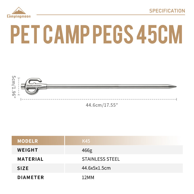 Campingmoon Stainless Steel Dog/ Pet Stake K45