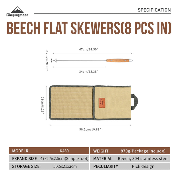 Campingmoon Flat Baking Pins – 8Pcs K-480