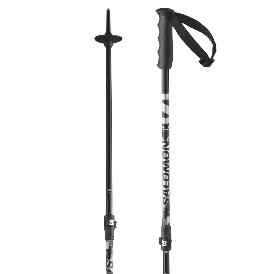 Salomon Steep Vario Jr Ski Poles - Junior - Black Silver