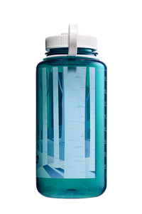 Nalgene 32oz Wide Mouth Sustain Bottle Negative Landscape Forest print on Trout green - left view