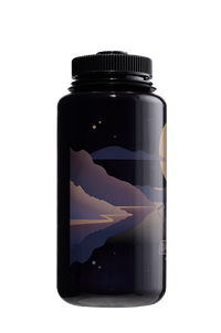 Nalgene 32oz Wide Mouth Sustain Bottle Negative Landscape Moonset print on Odyssey purple - right view