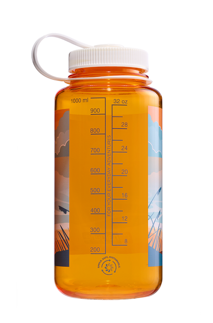 Nalgene 32oz Wide Mouth Sustain Bottle - Negative Landscape Sunset (Clementine)