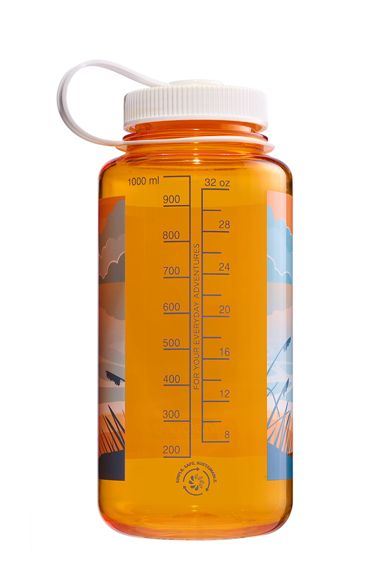 Nalgene 32oz Wide Mouth Sustain Bottle - Negative Landscape Sunset (Clementine)