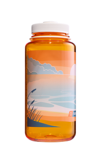 Nalgene 32oz Wide Mouth Sustain Bottle Negative Landscape Sunset print on Clementine orange - right view