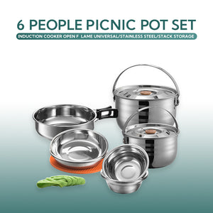 Campingmoon Ss Pot Set – 6 Person