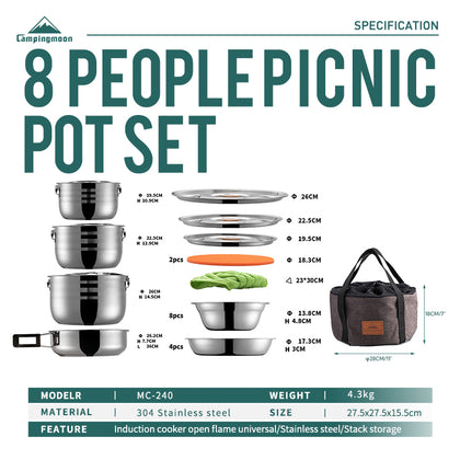 Campingmoon Ss Pot Set – 8 Person