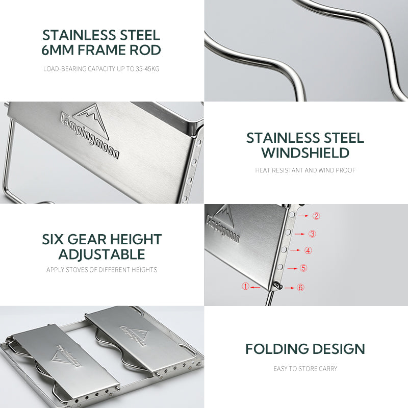 Campingmoon Grill + Windscreen MS-1018-SW