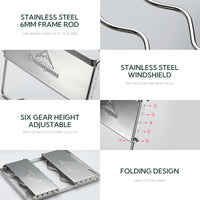 Campingmoon Grill + Windscreen MS-1018-SW