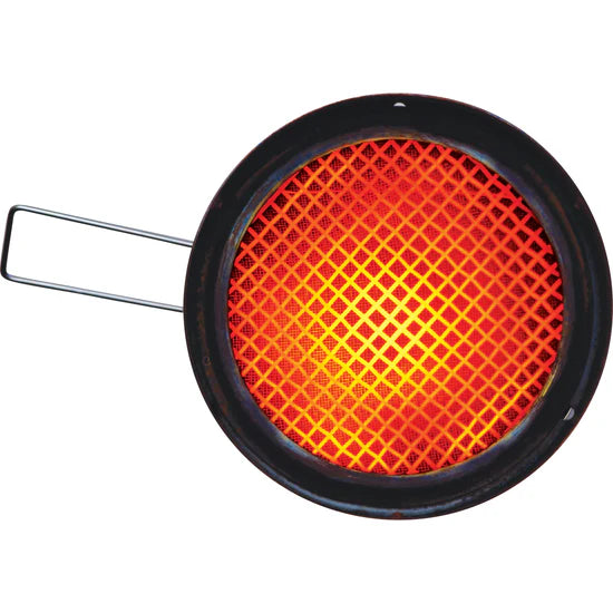 Round reflective sign with orange grid pattern and black border on a white background.
