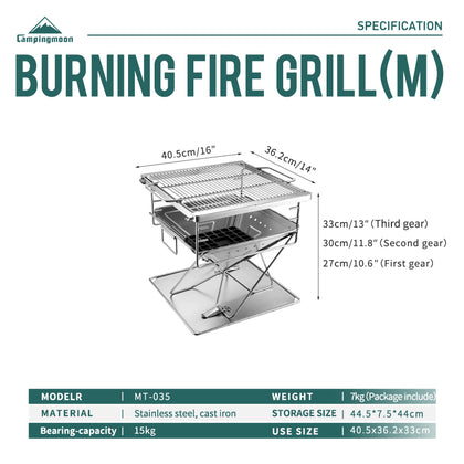 Campingmoon 20X13In Fire Pit Grill MT-035