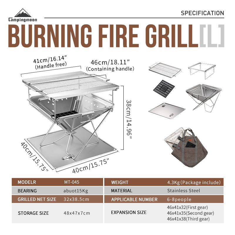 Campingmoon 14In Foldable Grill MT-045