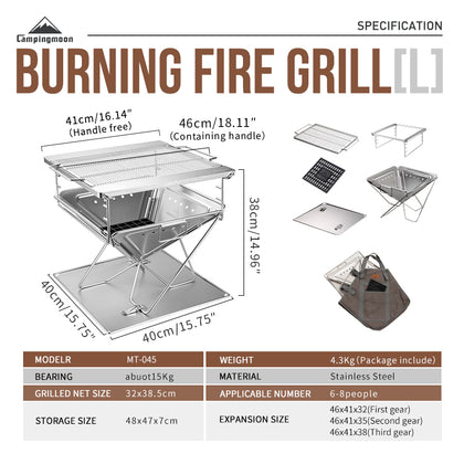 Campingmoon 14In Foldable Grill MT-045