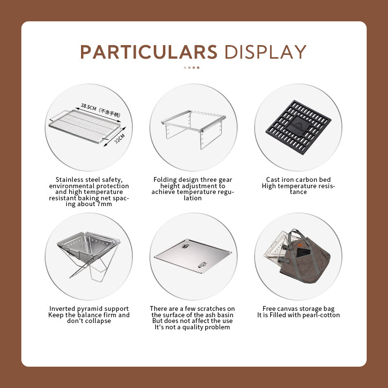 Campingmoon 14In Foldable Grill MT-045