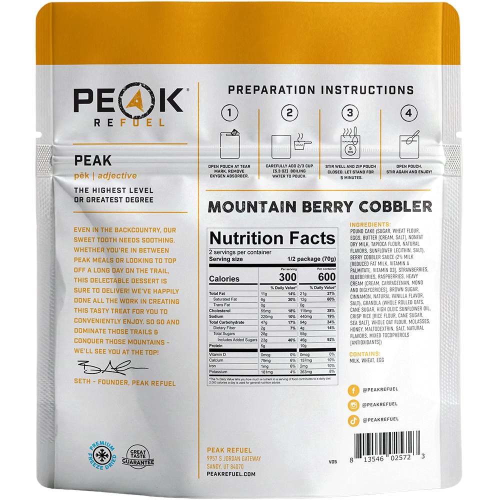 Peak Refuel Mountain Berry Cobbler Freeze-Dried Dessert - 2 Servings