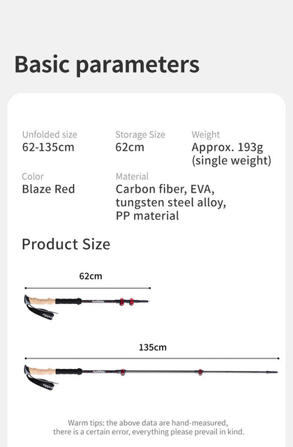Naturehike Far Wind™ Three-section Telescopic Carbon Trekking Pole (2pcs)
