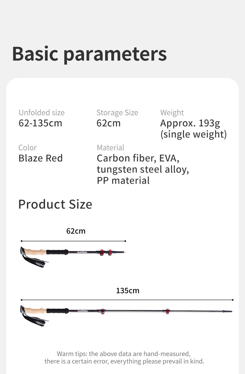 Naturehike Far Wind™ Three-section Telescopic Carbon Trekking Pole (2pcs) (2026)