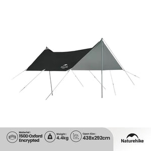 Naturehike Girder Shelter Tarp With 2 Poles Vinyl Coated Silver Version Black