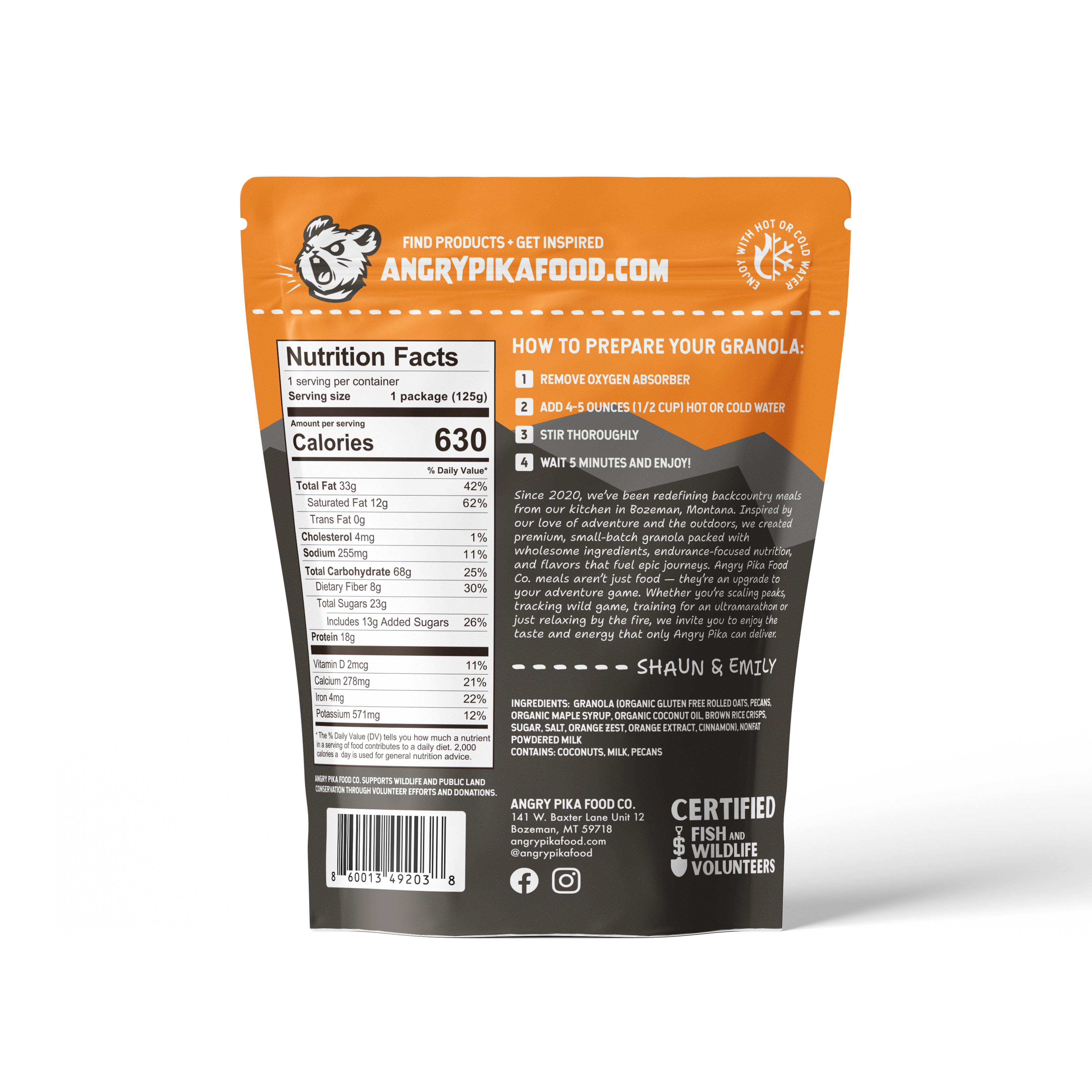 Angry Pika Orange Pecan Granola Breakfast