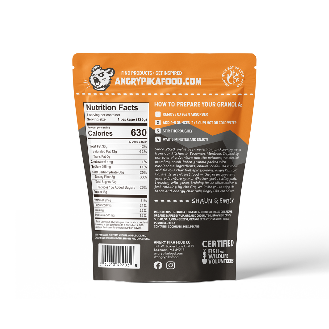 Angry Pika Orange Pecan Granola Breakfast