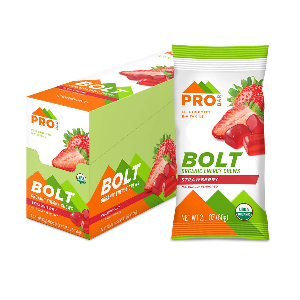 Probar Bolt Organic Energy Chews - Strawberry (12 x 60 g)