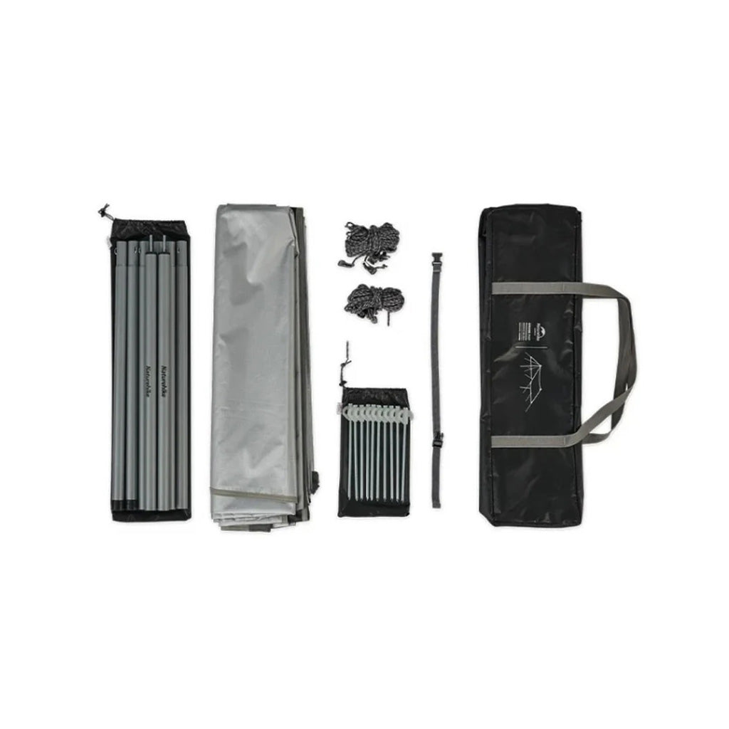 Naturehike Girder Shelter Tarp With 2 Poles Vinyl Coated Silver Version Black