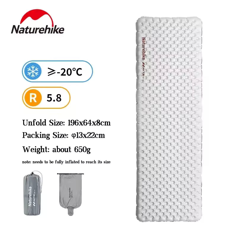 Naturehike Tuye 5.8 Ultra Light Carbon Silver Inflatable Mattress 2026