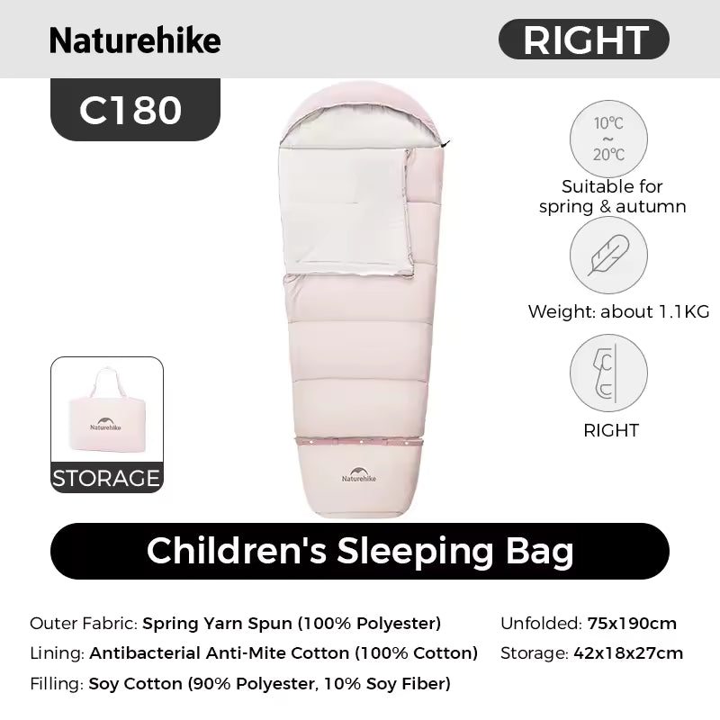 Naturehike Extendable Kids Sleeping Bag C180 Pink