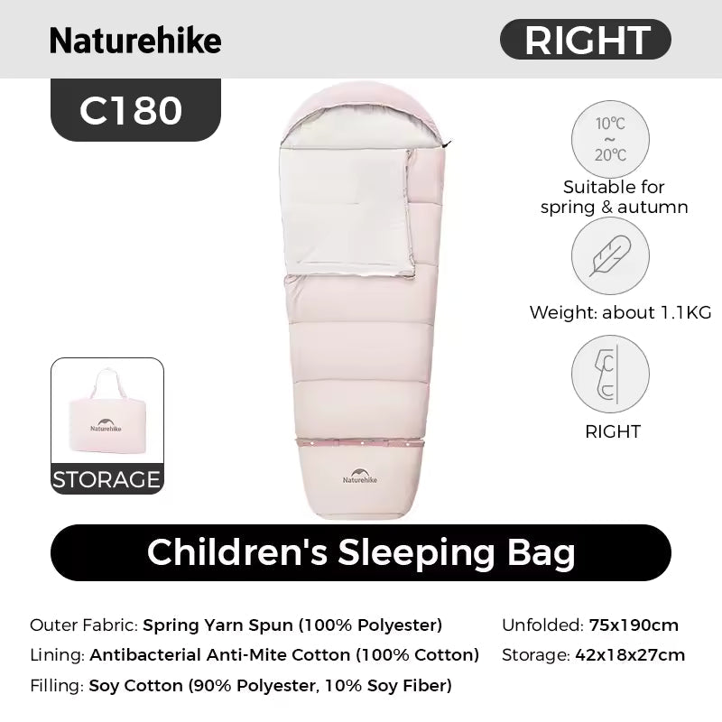 Naturehike Extendable Kids Sleeping Bag C180 Pink