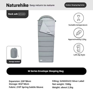 Naturehike Warmy MS500 Hooded Square Sleeping Bag Gray