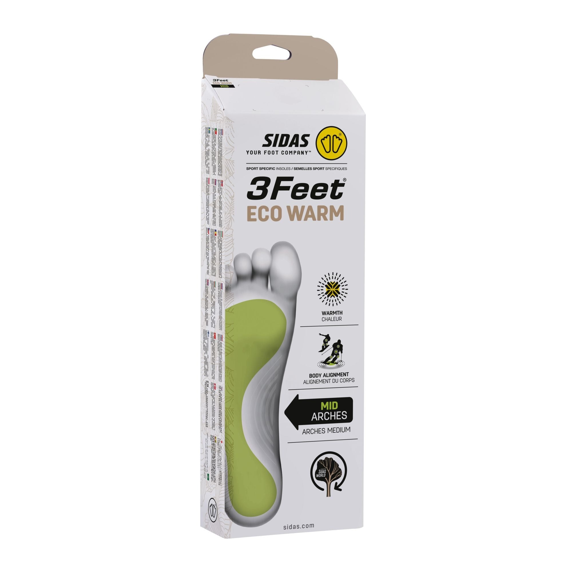 Sidas 3Feet® Eco Warm Mid Insoles — packaging