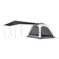 A beige or green Naturehike Ango 4 Automatic Tent with an extended canopy on one side, designed for camping.