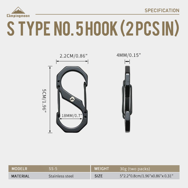 Campingmoon Carabiner Clips – 2Pcs
