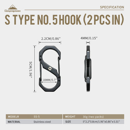 Campingmoon Carabiner Clips – 2Pcs