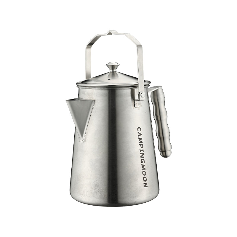 Campingmoon Incineration Kettle (stainless steel) with wide spout and bail handle