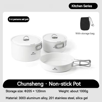 Naturehike Ceramic Non-Stick Pot Set 3-6 People Pot Set 2026