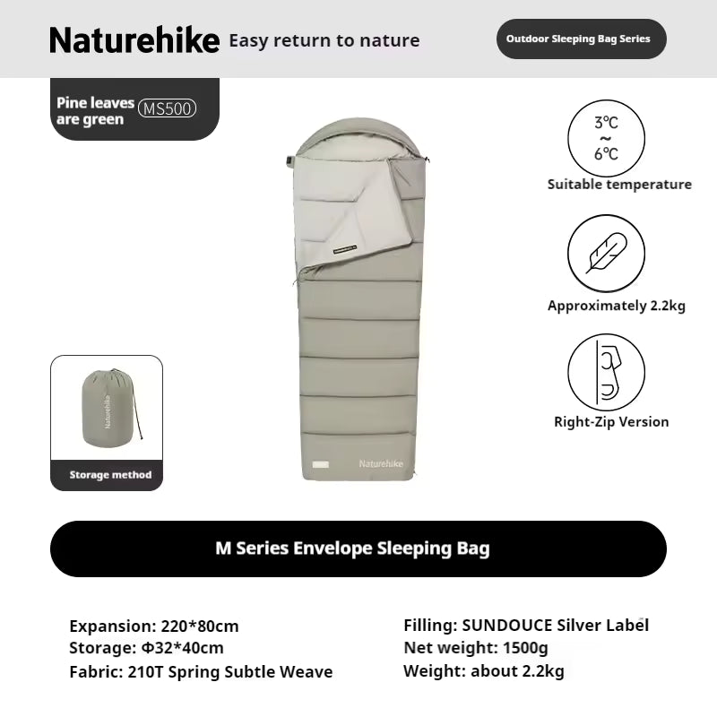 Naturehike Warmy MS500 Hooded Square Sleeping Bag Green