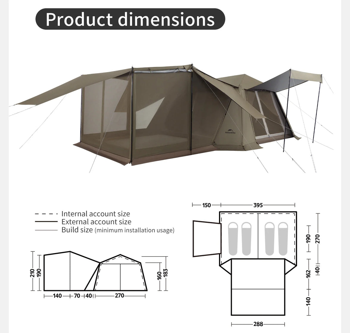 Naturehike Village 13 Flagship Pro Series Fast Build Automatic Cabin Style Tent