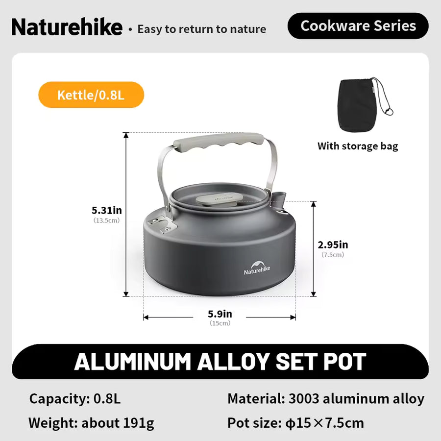 Naturehike Wild Trekking Aluminium Alloy 0.8L kettle (2026)