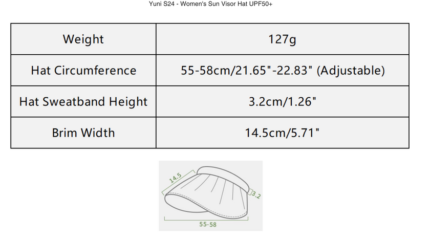 Beneunder TS55024 Yuni S24 - Women's Sun Visor Hat Upf50+