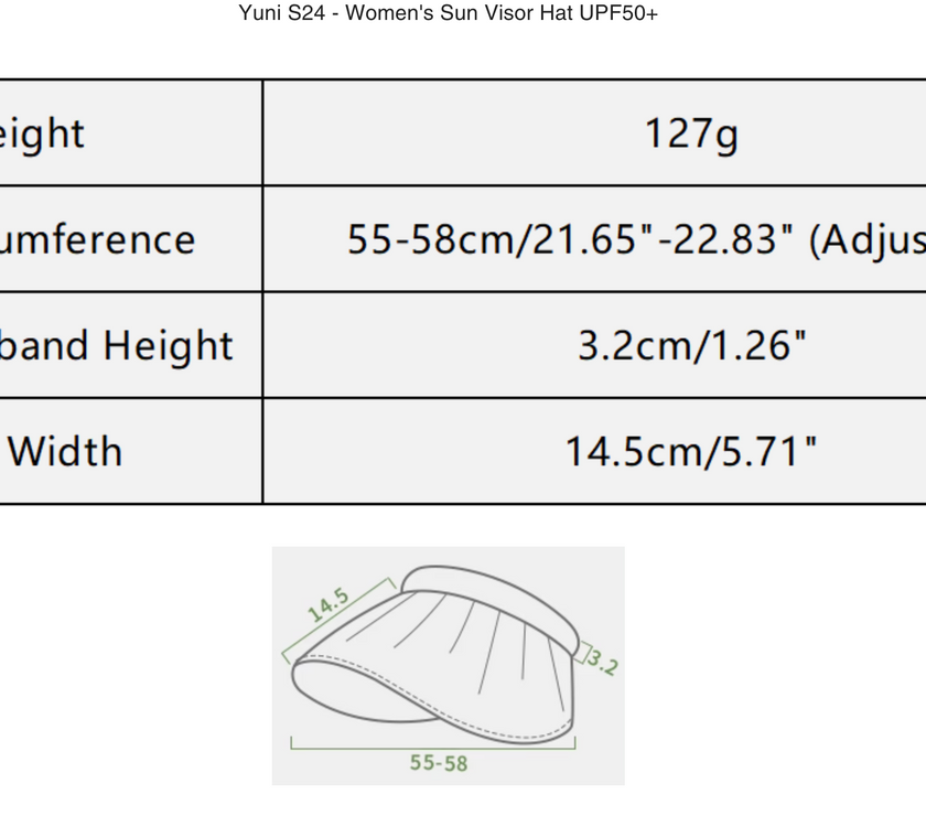Beneunder TS55024 Yuni S24 - Women's Sun Visor Hat Upf50+