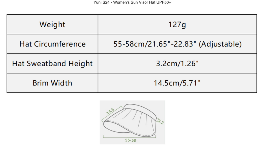 Beneunder TS55024 Yuni S24 - Women's Sun Visor Hat Upf50+