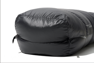 Black sleeping bag on a white background