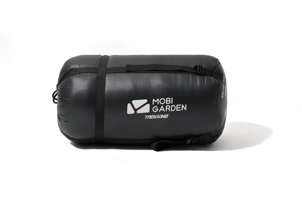Black compression bag with Mobi Garden logo on a white background