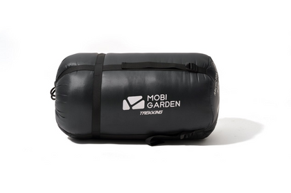 Black compression bag with Mobi Garden logo on a white background