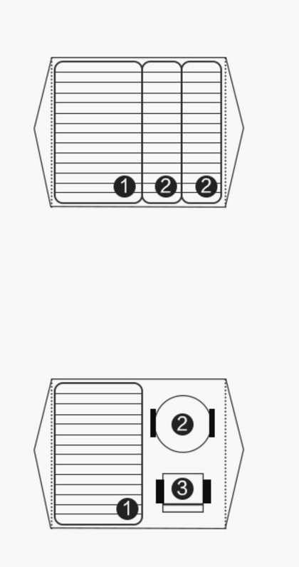 Diagram of a label sheet with numbered sections on a white background