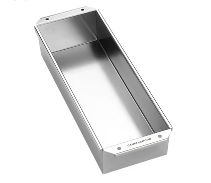 Stainless steel sink trough on a white background